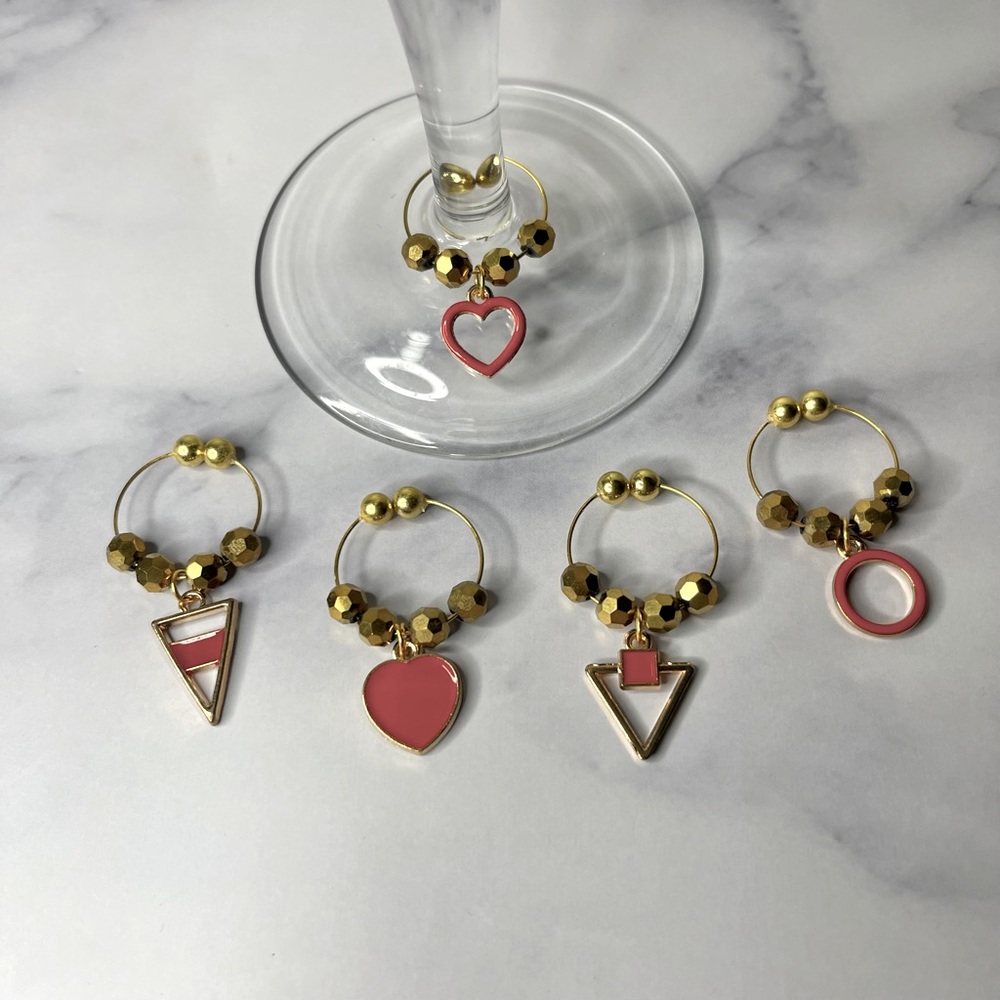 Red & gold wine charms